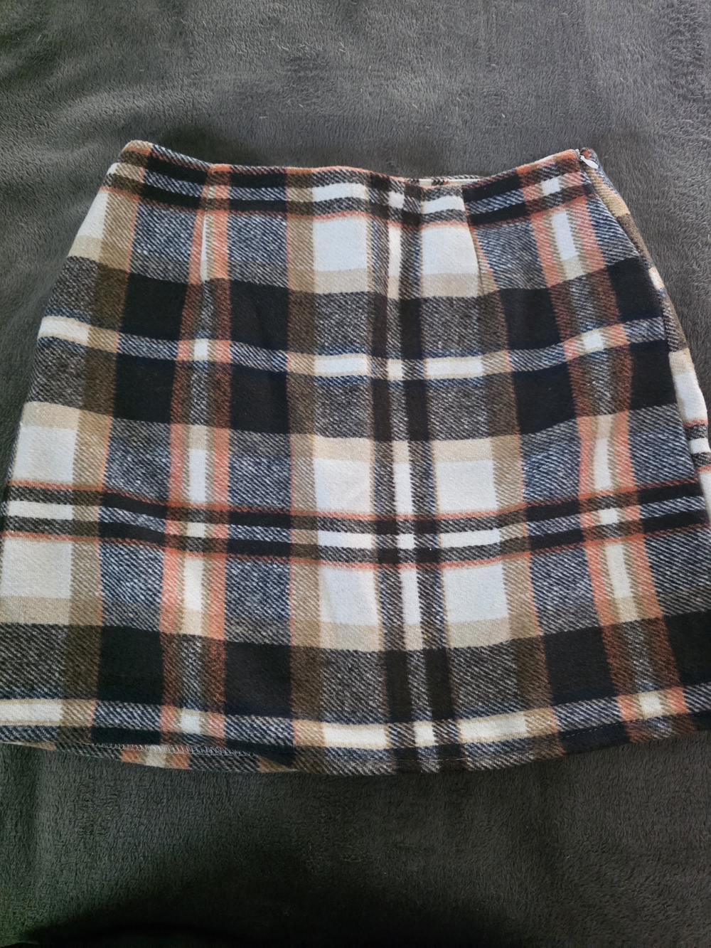 Plaid Mini Skirt in Brown & Cream